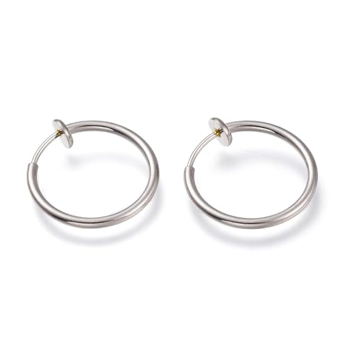 LiQunSweet 4 Stück 18 mm 304 Edelstahl einziehbare Clip-On-Creolen-Haken, nicht durchbohrte Ohren, Federfunde für DIY-Schmuck, Ohrringherstellung, Fundstücke, Dekoration, Großpackung von LiQunSweet