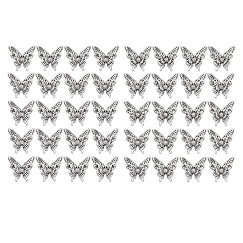 LiQunSweet 40 Stück tibetischer Stil Schmetterling Thema Legierung Perlen Metall Antik Silber Insekten Tier Abstandshalter Perlen für DIY Schmuck Halskette Armband Herstellung Handwerk von LiQunSweet