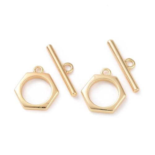 LiQunSweet 5 Sets sechseckige Knebelverschlüsse aus goldenem Messing, Knebelverschluss, Schmuckverbinder, Endverschluss, T-Steg-Verschlüsse für Halsketten, Armbänder, Schmuckherstellung LiQunSweet 5 Sets sechseckige Knebelverschlüsse aus goldenem Messing, Knebelverschluss, Schmuckverbinder, Endverschluss, T-Steg-Verschlüsse für Halsketten, Armbänder, Schmuckherstellung von LiQunSweet