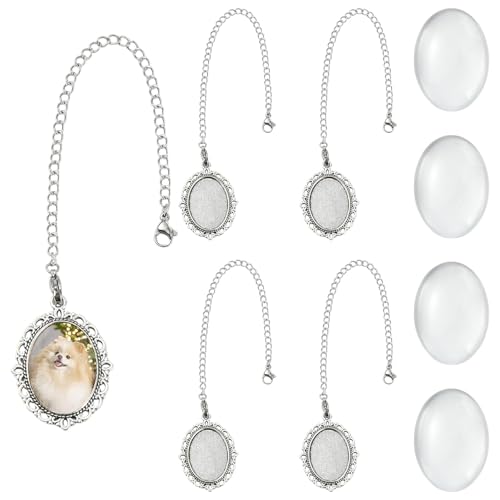 LiQunSweet 5 Stück Antik-Silber ovaler Fotorahmen-Anhänger aus Legierung, runde Lünetten, Cabochon-Rohlinge, Medaillon, Erinnerungsanhänger für Schmuckherstellung, DIY, Handwerk, Halskette von LiQunSweet
