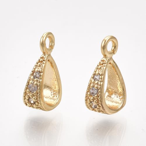 LiQunSweet 5 Stück Tropfenförmige Röhrenbügel Messing Zirkonia Verschlüsse Tropfen Loop Connector Bail Real 18 Karat vergoldete Verschlüsse für Halskette, Armband, Schlüsselanhänger, Schmuck – 9,5 x 5 LiQunSweet 5 Stück Tropfenförmige Röhrenbügel Messing Zirkonia Verschlüsse Tropfen Loop Connector Bail Real 18 Karat vergoldete Verschlüsse für Halskette, Armband, Schlüsselanhänger, Schmuck – 9,5 x 5 von LiQunSweet