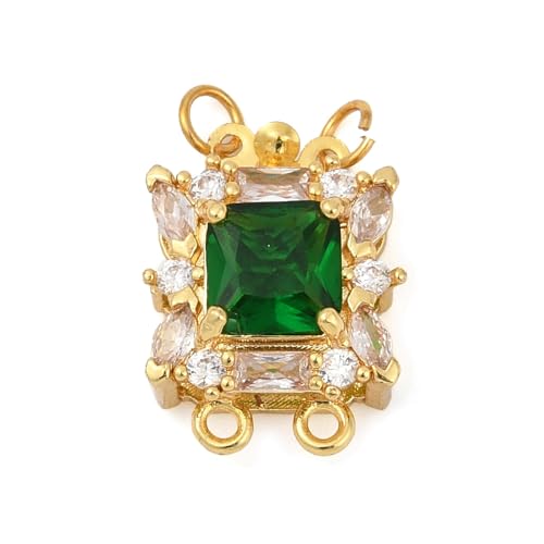 LiQunSweet 5 Stück quadratische Verschlüsse aus Messing, Mikro-Pavé-Fassung, Zirkonia, Würfel, rechteckige Schiebeverschlüsse, Gliederanhänger für Schmuckherstellung, DIY, Armband, Halskette, Ohrringe von LiQunSweet
