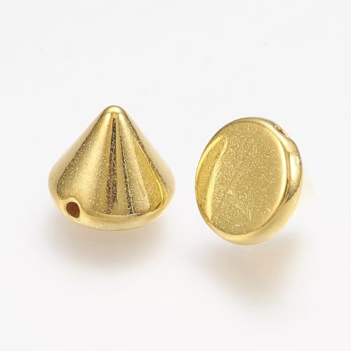 LiQunSweet 50 Stück Acryl-Spike-Nieten, goldene Kegelperlen, CCB-Kunststoff-Imitations-Metallperlen, 10 x 8 mm, Punk-Spike-Perlen für Schmuckherstellung, Kleidung, Schuhe, Taschen, Verzierung von LiQunSweet