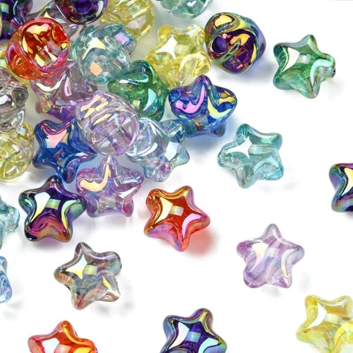 LiQunSweet 50 Stück Acrylperlen in verschiedenen Farben, UV-Beschichtung, transparent, Sterne, Acrylperlen, schillernd, himmlischer Himmel, Perlen für selbstgemachten Schmuck, Armbänder, Halsketten LiQunSweet 50 Stück Acrylperlen in verschiedenen Farben, UV-Beschichtung, transparent, Sterne, Acrylperlen, schillernd, himmlischer Himmel, Perlen für selbstgemachten Schmuck, Armbänder, Halsketten von LiQunSweet
