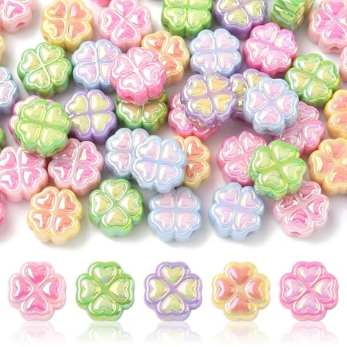 LiQunSweet 50 Stück gemischte Farben, UV-beschichtet, Kleeblatt-Acrylperlen, St. Patrick's Day, vierblättrige Perlen für DIY-Schmuck, Armbänder, Halsketten, Ohrringe, Handwerk, Tasche LiQunSweet 50 Stück gemischte Farben, UV-beschichtet, Kleeblatt-Acrylperlen, St. Patrick's Day, vierblättrige Perlen für DIY-Schmuck, Armbänder, Halsketten, Ohrringe, Handwerk, Tasche von LiQunSweet