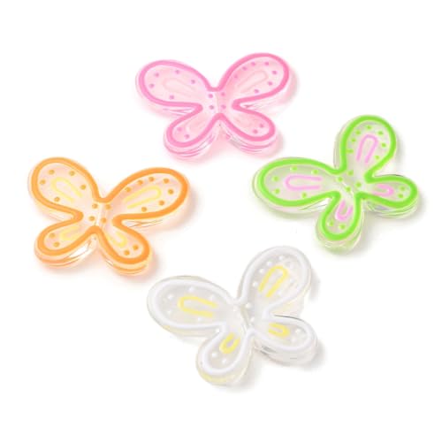 LiQunSweet 50 Stück transparente Schmetterlings-Acrylperlen in verschiedenen Farben, lose Perlen, Insekten, Tiere, Kunststoff-Abstandshalter für DIY-Schmuckherstellung, Bastelzubehör von LiQunSweet