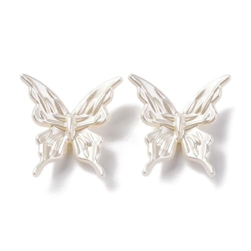 LiQunSweet 580 Stück weiße Schmetterlings-Perlen, 25,5 mm, Acryl-Imitations-Perlen, Perlglanz-Stil, Tier-weißer Schmetterling, lose Abstandshalter für Schmuckherstellung von LiQunSweet
