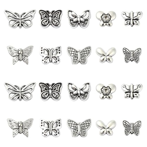 LiQunSweet 60 Stück 12 Stile Antik Silber Legierung Vintage Schmetterling Perlen Niedliche Insekten Tier Abstandshalter Perlen für DIY Schmuck Armband Halskette Bastelzubehör LiQunSweet 60 Stück 12 Stile Antik Silber Legierung Vintage Schmetterling Perlen Niedliche Insekten Tier Abstandshalter Perlen für DIY Schmuck Armband Halskette Bastelzubehör von LiQunSweet