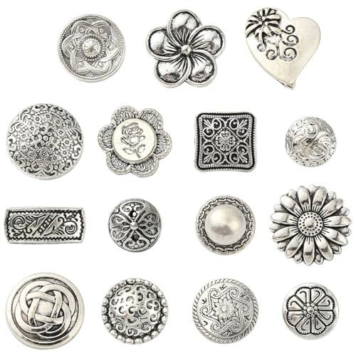 LiQunSweet 60 Stück 15 Stile Antikes Blumen-Thema Legierung Schaft Knöpfe Vintage Quadratisch Sonnenblume Herz Nähen Knöpfe für DIY Nähen Kleidung Blazer Anzug Handwerk Tasche Dekoration LiQunSweet 60 Stück 15 Stile Antikes Blumen-Thema Legierung Schaft Knöpfe Vintage Quadratisch Sonnenblume Herz Nähen Knöpfe für DIY Nähen Kleidung Blazer Anzug Handwerk Tasche Dekoration von LiQunSweet
