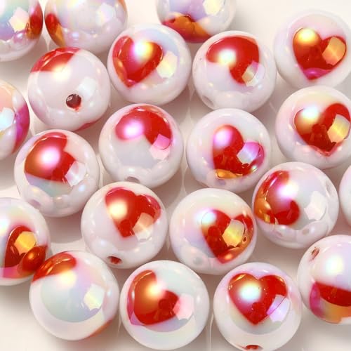 LiQunSweet Acrylperlen, rund, mit Herzmuster, 16 mm, rote Herzen, Kaugummi, klobige Perlen für DIY-Schmuck, Armbänder, Halsketten, Ohrringe, Handwerk, Tasche, Schlüsselanhänger, Handydekoration, 20 LiQunSweet Acrylperlen, rund, mit Herzmuster, 16 mm, rote Herzen, Kaugummi, klobige Perlen für DIY-Schmuck, Armbänder, Halsketten, Ohrringe, Handwerk, Tasche, Schlüsselanhänger, Handydekoration, 20 von LiQunSweet