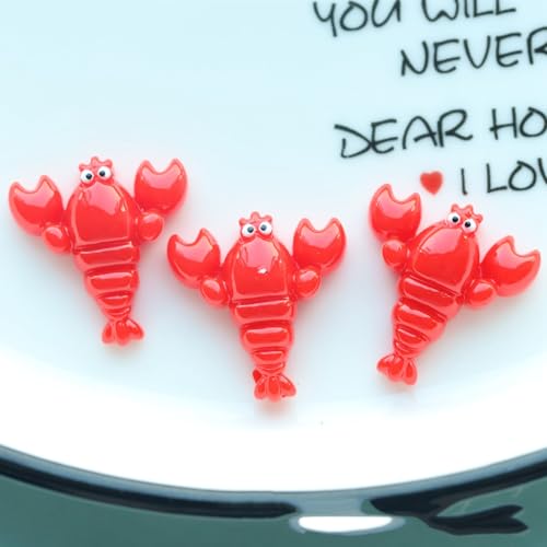 LiQunSweet Cabochons aus Kunstharz mit rotem Hummer-Motiv, schöne Tiere, Meer, Ozean, Flataback, Charms für DIY, Schmuck, Verzierung, Handwerk, Handytasche, Schuhe, 50 Stück von LiQunSweet
