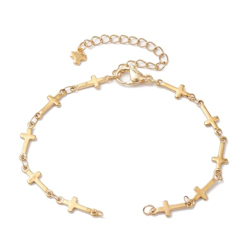 LiQunSweet Gliederkette aus 304 Edelstahl, goldfarben, Kreuz-Design, religiöse, halbfertige Armbänder für selbstgemachten Schmuck, Handgelenk, Fußkettchen, Dekorationen, 10 Stück LiQunSweet Gliederkette aus 304 Edelstahl, goldfarben, Kreuz-Design, religiöse, halbfertige Armbänder für selbstgemachten Schmuck, Handgelenk, Fußkettchen, Dekorationen, 10 Stück von LiQunSweet