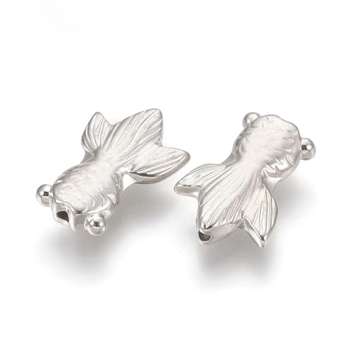 LiQunSweet Goldfisch-Perlen, 24 x 16 mm, CCB-Imitat, Metallperlen, Meereslebewesen, Ozean, Meerestierperlen für Schmuckherstellung, Armbänder, Großpackung, 20 Stück von LiQunSweet