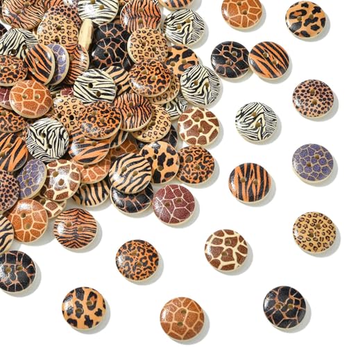 LiQunSweet Holzknöpfe mit Leopardenmuster, 2 Löcher, flach, rund, Tiermuster, Holzknöpfe für Handwerk, Nähen, Kleidung, Kunst, Heimwerkerbedarf, 100 Stück LiQunSweet Holzknöpfe mit Leopardenmuster, 2 Löcher, flach, rund, Tiermuster, Holzknöpfe für Handwerk, Nähen, Kleidung, Kunst, Heimwerkerbedarf, 100 Stück von LiQunSweet