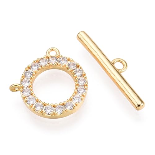 LiQunSweet Knebelverschlüsse aus Messing, goldfarben, Mikro-Pavé-Fassung, klar, Zirkonia, rund, T-Steg-Verschluss, Verlängerung, Verschluss für selbstgemachte Halsketten, Armbänder, Schmuckherstellung LiQunSweet Knebelverschlüsse aus Messing, goldfarben, Mikro-Pavé-Fassung, klar, Zirkonia, rund, T-Steg-Verschluss, Verlängerung, Verschluss für selbstgemachte Halsketten, Armbänder, Schmuckherstellung von LiQunSweet