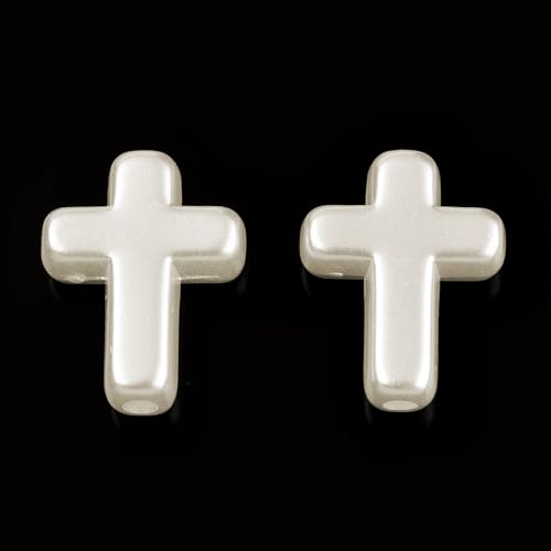 LiQunSweet Perlglanz-Perlen, weiße Kreuzperlen, Acrylperlen, Kreuz-Charm-Perlen, 15,5 x 12 mm, Abstandshalter, Bastelperlen für Schmuckherstellung, DIY-Armband, 1000 Stück von LiQunSweet