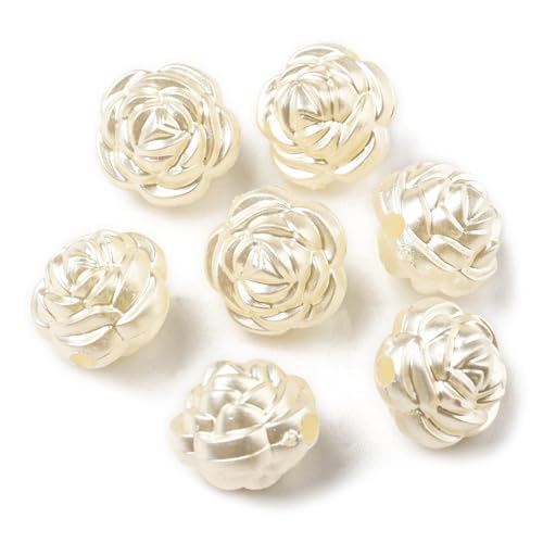 LiQunSweet Perlglanz-Rosenperlen, ABS-Imitationsperle, 12 x 11 mm, Blumenform, Perlen für Schmuckherstellung, Armband, Bastelarbeiten, 750 Stück von LiQunSweet