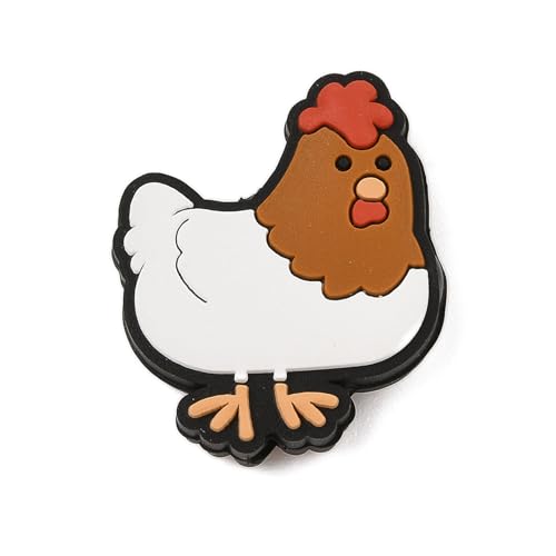 LiQunSweet Silikonperlen mit Kükenmotiv, Bauernhoftiere, Huhn, Vogel für selbstgemachte Schmuck, Armbänder, Halsketten, Bastelarbeiten, Tasche, Schlüsselanhänger, Stiftdekoration, 20 Stück von LiQunSweet