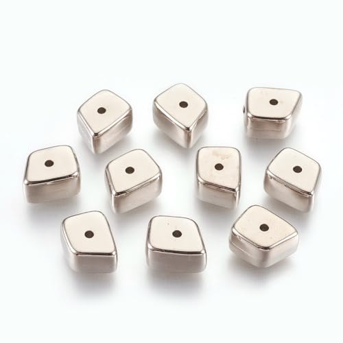 LiQunSweet Trapezförmige Perlen, Kunstmetall, unregelmäßig geformte Kunststoffperlen, 12 mm, Bastelperlen mit Loch für Schmuckherstellung, Armband, DIY, 20 Stück von LiQunSweet