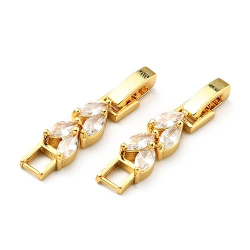 LiQunSweet Uhrenarmband-Verschlüsse, Blattform, Messing, Zirkonia, Blätter, Falt-Verschlüsse, für DIY-Schmuckherstellung, Uhrenarmbänder, Armbänder, Halsketten, 32 x 6 mm, 10 Stück LiQunSweet Uhrenarmband-Verschlüsse, Blattform, Messing, Zirkonia, Blätter, Falt-Verschlüsse, für DIY-Schmuckherstellung, Uhrenarmbänder, Armbänder, Halsketten, 32 x 6 mm, 10 Stück von LiQunSweet