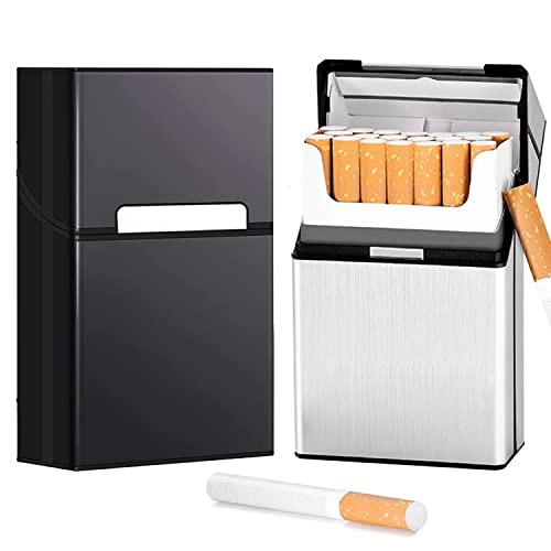 LiRiQi Zigarettenetui, 2 Stück Zigarettenbox Metall mit Magnetverschluss, Aluminium Zigarettenetui Zigarettenbox für 20 Zigaretten Zigarettenschachtel, Elegante Zigaretten Kasten von LiRiQi