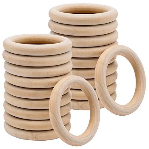 20 Stück 48 mm Innendurchmesser, unlackierte Holzringe, natürliche Holzschlaufen, Anhängerverbinder für Heimwerker, Kunst und Handwerk von LiTaiJingNice