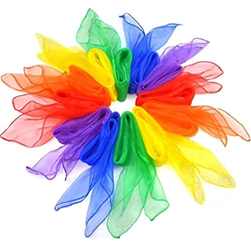LiTaiJingNice 12 x sensorische Tanzschals, bunt, quadratisch, Jonglierseide, Regenbogen-Schal, 60 x 60 cm von LiTaiJingNice