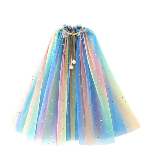 LiTaiJingNice Prinzessinnen-Umhang für Mädchen, bunter Prinzessinnen-Umhang, Fasching, glitzernde Pailletten, Tüll, für Geburtstag, Halloween, Karneval, Party, Cosplay LiTaiJingNice Prinzessinnen-Umhang für Mädchen, bunter Prinzessinnen-Umhang, Fasching, glitzernde Pailletten, Tüll, für Geburtstag, Halloween, Karneval, Party, Cosplay von LiTaiJingNice