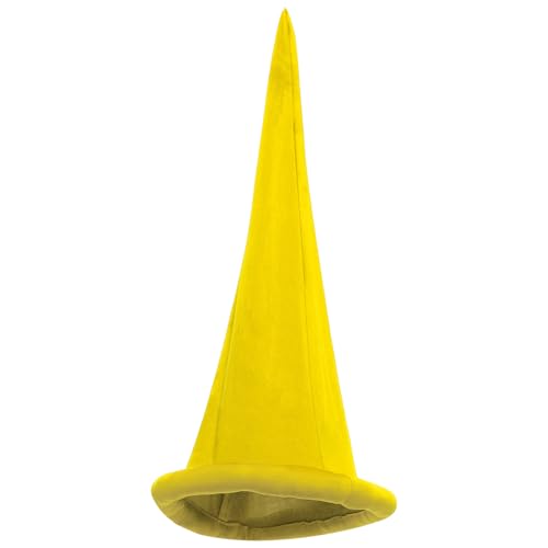 LiTaiJingNice Zwergmütze, Weihnachtselfenhut, einfarbig, spitzer Hut, Zwergenmütze, Weihnachts-Märchen-Kostüm-Zubehör (gelb) von LiTaiJingNice