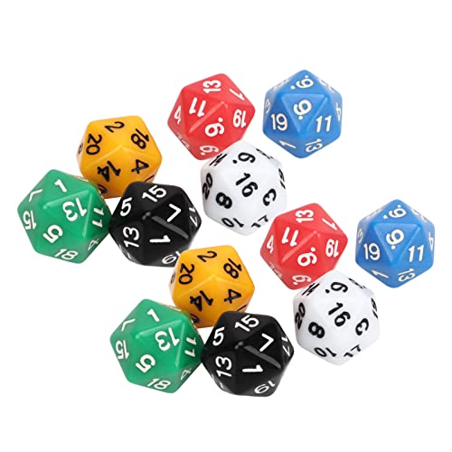 Polyedrisches Würfel-Set, D20, Kunststoff, 6 Farben, 20-seitiges Lehrwürfel-Set für Brettspiele, 12-teilig von LiTaiJingNice
