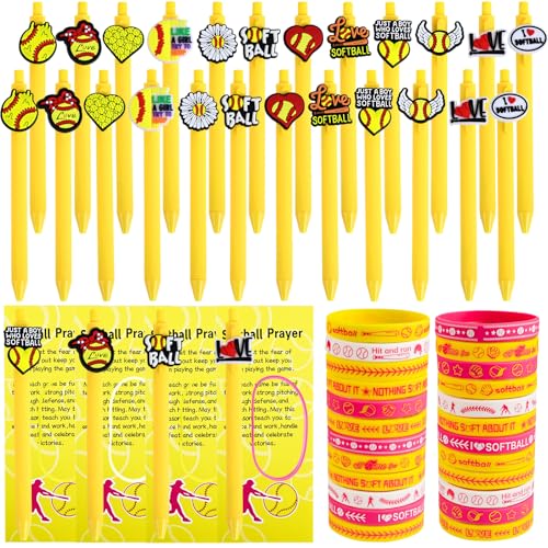 LiYiQ Softball-Partygeschenke, Softball-Team-Geschenke, Softball, Goodie-Tüten, Füller, Softball-Kugelschreiber, Lesezeichen, Karte und Silikon-Armband, 72 Stück LiYiQ Softball-Partygeschenke, Softball-Team-Geschenke, Softball, Goodie-Tüten, Füller, Softball-Kugelschreiber, Lesezeichen, Karte und Silikon-Armband, 72 Stück von LiYiQ