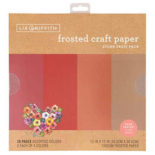 Lia Griffith PLG41104 Satiniertes Bastelpapier, Steinfrucht Farbpackung, 12" x 12", 20 Count von Lia Griffith