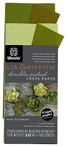 Lia Griffith LG11023 doppelseitiges Krepppapier, Faltrolle, 18 m², Verschiedene Farben (LG11019), Grüner Tee und Zypresse, Farne und Moos, 6.7-Square Feet, 2 Count von Lia Griffith