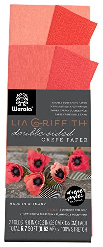 Lia Griffith Krepppapierrolle Doppelseitiges Krepppapier, falten, rollen 6.7-Square Feet Strawberry and Tulip Pink, Flamingo and Peony Pink von Lia Griffith