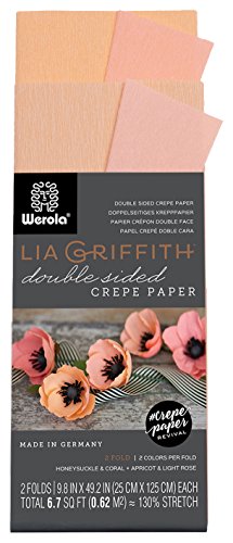 Lia Griffith LG11020 doppelseitiges Krepppapier, Faltrolle, 18 m², Verschiedene Farben (LG11019), Geißblatt und Koralle, Aprikose und Hellrose, 6.7-Square Feet von Lia Griffith