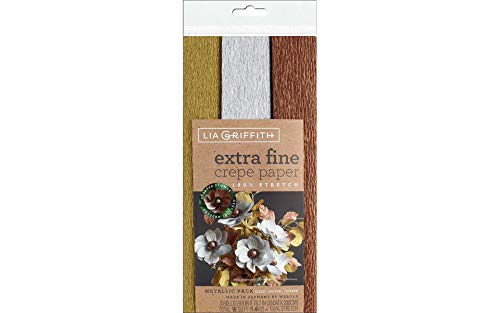 Lia Griffith PLG11029 Extra Fine Krepppapier, insgesamt 16 Quadratfüße, 3, metallisch, Metallic Pack, 3 Count von Pacon