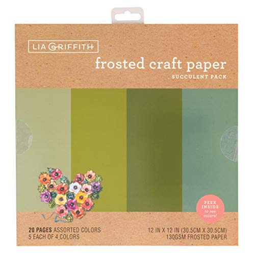 Lia Griffith PLG41105 Satiniertes Bastelpapier, Sukkulenten Farbpackung, 12" x 12", 20 Count von Lia Griffith