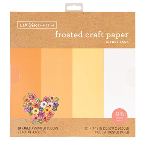 Lia Griffith PLG41102 Satiniertes Bastelpapier, Papier, Citrus Color Pack, 12" x 12", 20 stück von Lia Griffith