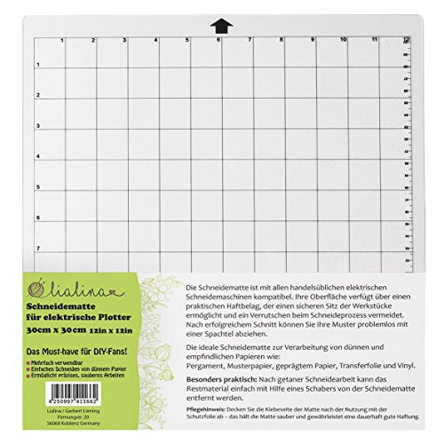 Lialina ® Schneidematte für alle gängigen elektrischen Schneide-Plotter/Raster in cm & Inch/Format 30 x 30 cm 12 x 12 Inch/Must-have für alle kreativen DIY-Fans von Lialina