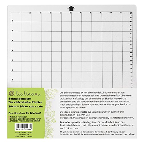 Lialina ® Schneidematte für alle gängigen elektrischen Schneide-Plotter/Raster in cm & Inch/Format 30 x 30 cm 12 x 12 Inch/Must-Have für alle kreativen DIY-Fans von Lialina