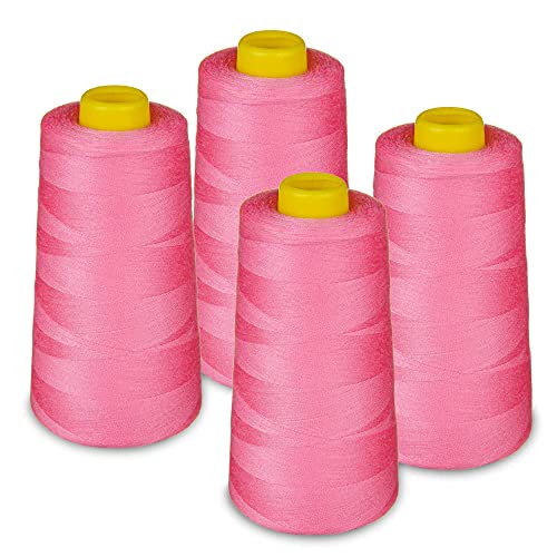 Lialina 4 Konen Overlockgarn - 159 Dunkel-Rosa,OEKO-TEX, Garnstärke 40S/2 (120), Länge je 2700m, 100% Polyester - Nähgarn Set für Overlock Nähmaschinen von Lialina