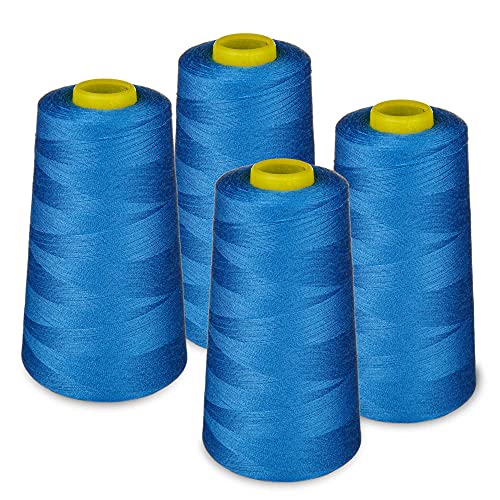Lialina 4 Konen Overlockgarn - 287 Jeans-blau, OEKO-TEX, Garnstärke 40S/2 (120), Länge je 2700m, 100% Polyester - Nähgarn Set für Overlock Nähmaschinen von Lialina