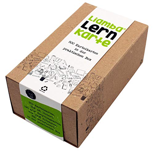Liamba Lernkarte 500 Karteikarten in der praktischen Lernbox, DIN A8 Format, 7,4 x 5,2cm von Liamba