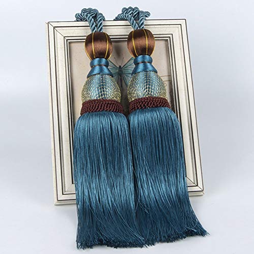 lianle 2 Vorhang Raffhalter Quaste Bindung Seil Vorhanghalter, Schnalle im europäischen Stil dunkelblau von LianLe
