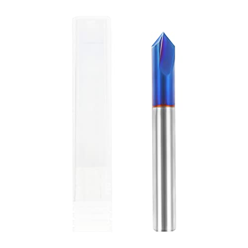 VHM Fasenfräser, 1 Stück 6mm Schaft 90 Grad Fasenfräser Entgrater, Wolframstahl 2 Flöte V Nutfräser mit Blau Nano Beschichtung, V Nut Schaftfräser für Werkzeugmaschinen und Anfasen (6 * 50mm) VHM Fasenfräser, 1 Stück 6mm Schaft 90 Grad Fasenfräser Entgrater, Wolframstahl 2 Flöte V Nutfräser mit Blau Nano Beschichtung, V Nut Schaftfräser für Werkzeugmaschinen und Anfasen (6 * 50mm) von LiangDian