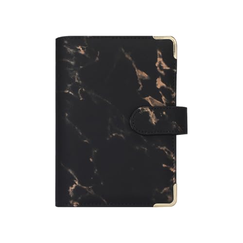 LiangYuanZen Binder Budget Notizbuch A6, 6 Löcher Budget mit Binder Taschen Budgetblätter, Etikettenaufklebern, Weiches Lineal Ringbuchordner,Geldplaner, Cash Stuffing. (black) von LiangYuanZen