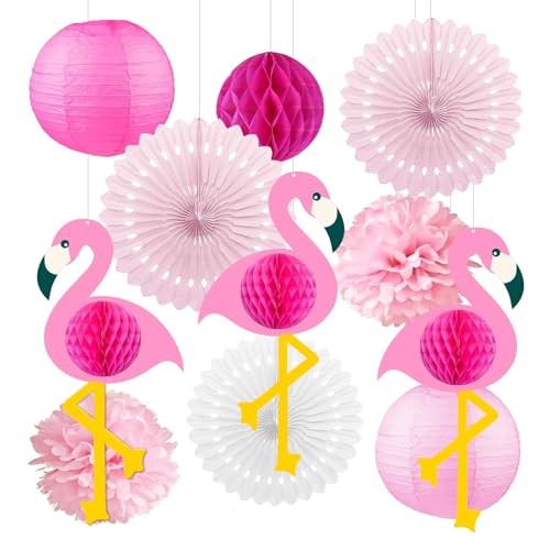 Fiesta Party Dekoration, 11 Stück Flamingo Party Deko Set, Dekorpapier Blumenpuscheln Papier, Seidenpapier Pompons für Hochzeitsparty Dekorationen, Gartenparty Deko, Geburtstag Deko von Libershine