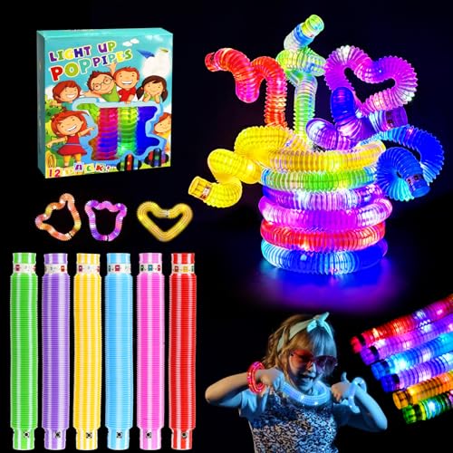 12 Stück Knicklicht Pop Tubes, LED Pop Tubes Fidget Toys Party Supplies Leuchtstäbe Knicklichter Armbänder Party Deko Set Bunt Sensorik Spielzeug Pop Röhren Mitgebsel Kindergeburtstag für Kinder 12 Stück Knicklicht Pop Tubes, LED Pop Tubes Fidget Toys Party Supplies Leuchtstäbe Knicklichter Armbänder Party Deko Set Bunt Sensorik Spielzeug Pop Röhren Mitgebsel Kindergeburtstag für Kinder von Libershine
