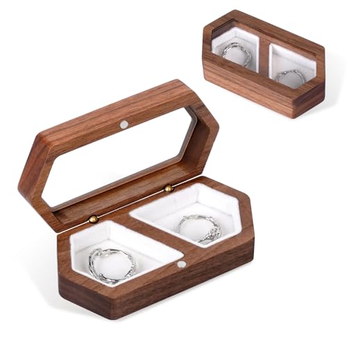 Libershine Ring Box Ringschachtel Hochzeit Ringbox Holz Vintage Massive Walnuss Ohrringe Etui Anhänger Boxen mit Samt Interieur für Heiratsantrag, Verlobung, Hochzeit und Tägliche Lagerung, Weiß Libershine Ring Box Ringschachtel Hochzeit Ringbox Holz Vintage Massive Walnuss Ohrringe Etui Anhänger Boxen mit Samt Interieur für Heiratsantrag, Verlobung, Hochzeit und Tägliche Lagerung, Weiß von Libershine