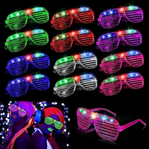 Libershine LED Brille Party Brille 12 Stück Leuchtende Brille LED Partybrille Leuchtbrille für Weihnachten Geburtstag Karneval Festliche Partydekoration(6 Farben) von Libershine